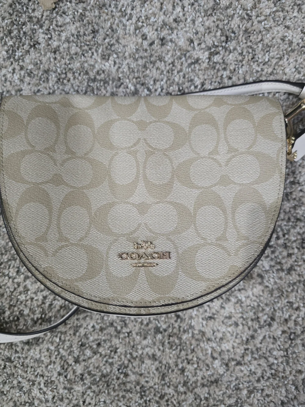 Coach Khaki/Chalk Signature Saddle Crossbody